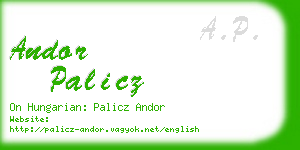 andor palicz business card